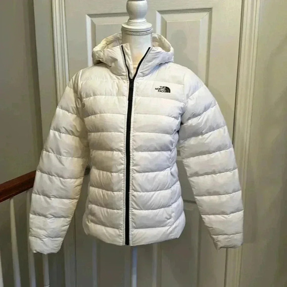 THE NORTH FACE Women's Stretch Down Hoodie Jacket White Hooded Women's Size S - Picture 2 of 16